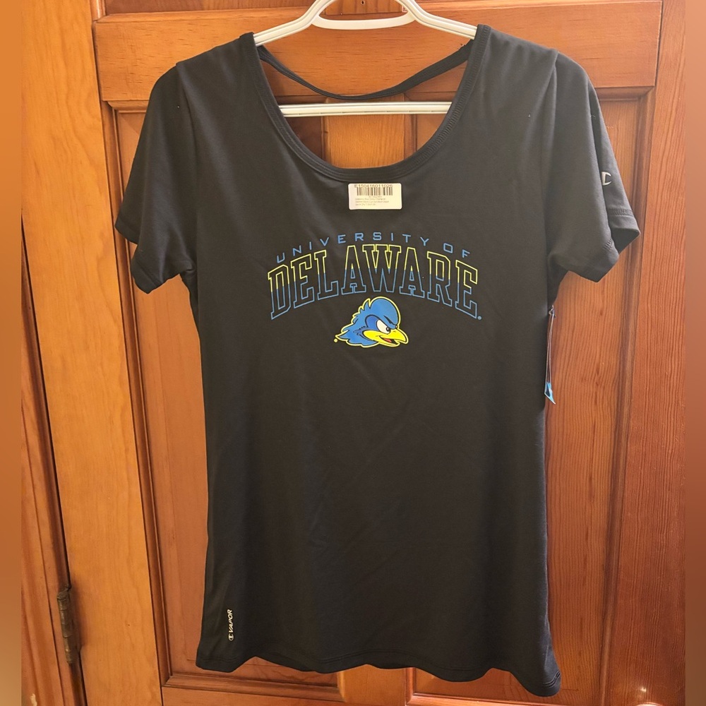 Champion University of Delaware Black Tee with Cut Out Back